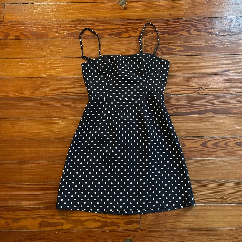 French Connection Black and White Polka Dot Mini Dress